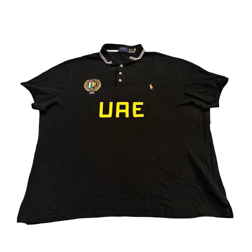 Polo Ralph Lauren Mens XXL Black UAE Classic Fit Polo Shirt Crest Patch Rugby